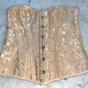 Lace up Victorian floral corset top with boning